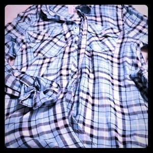 Justice plaid button down shirt